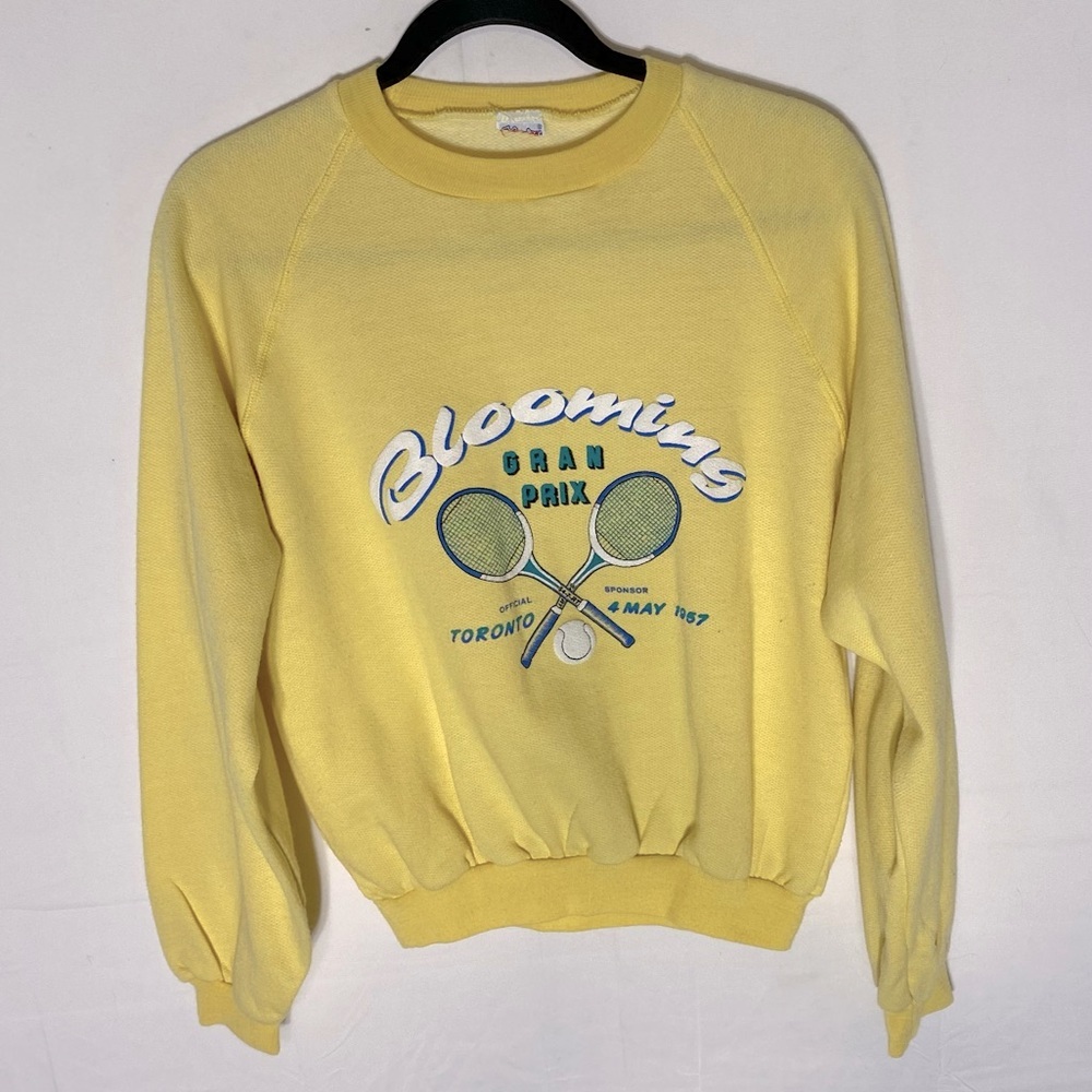 Vintage 1957 Blooming Gran Prix Toronto Yellow Crew Neck Sweatshirt S Streetwear